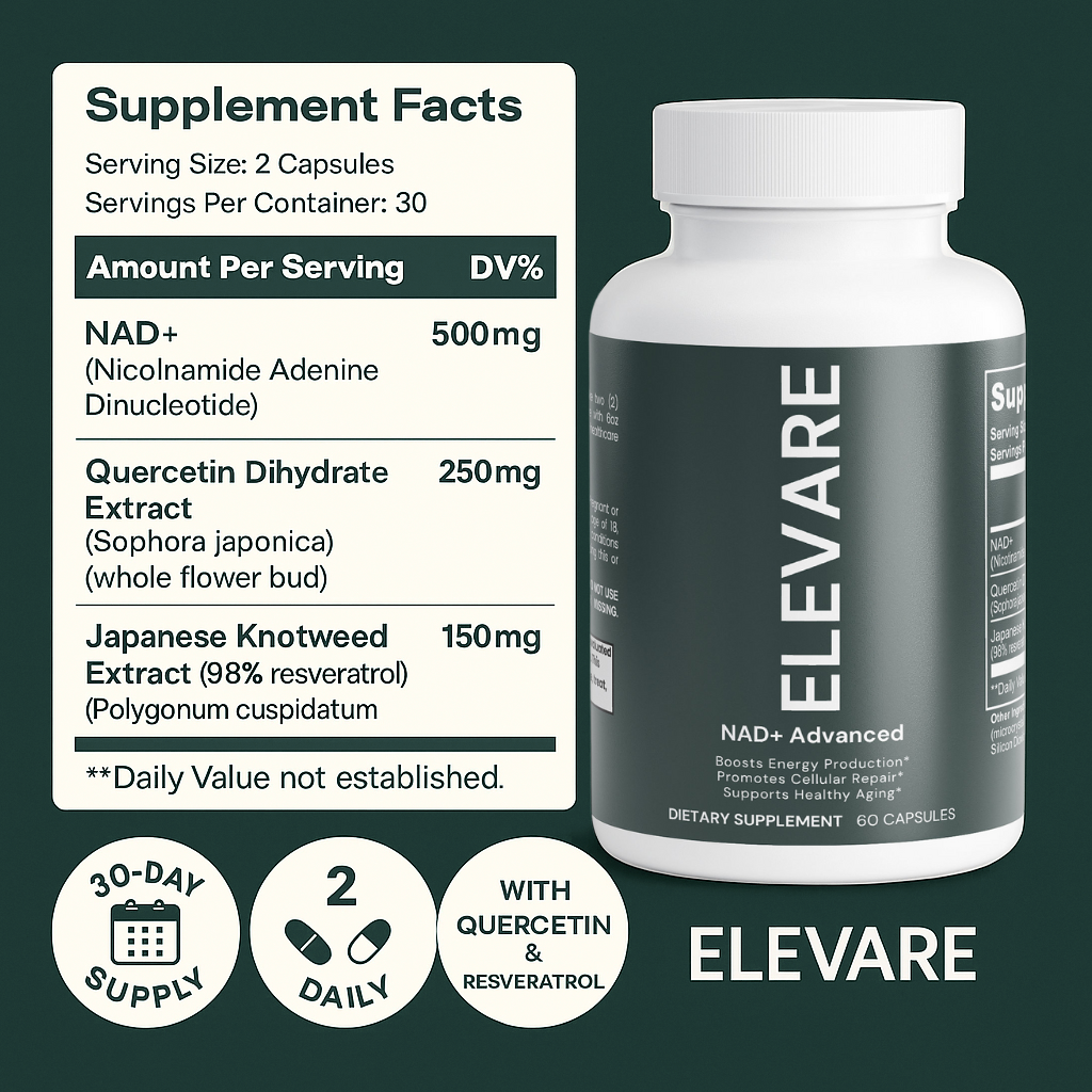 ELEVARE NAD+ Advanced - NAD Supplement with Resveratrol